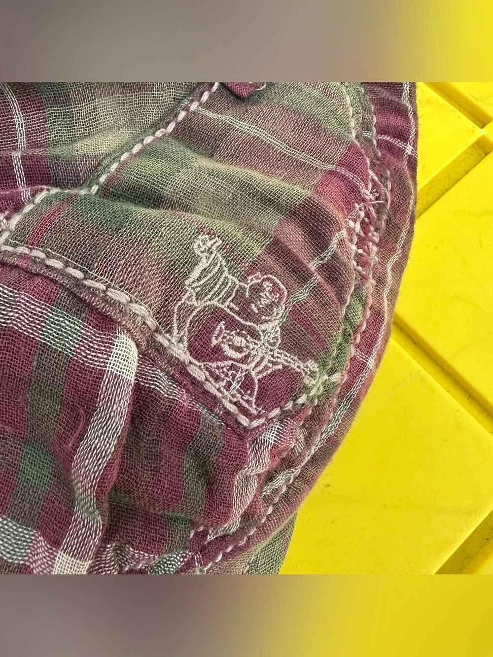 Vintage True Religion Plaid Newsboy Flat Cap Contrast Stitch Driving Hat OS Y2K